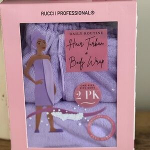 Ricchi Soft Microfiber Fleece Turban & Body Wrap Towel Set for shower (purple)